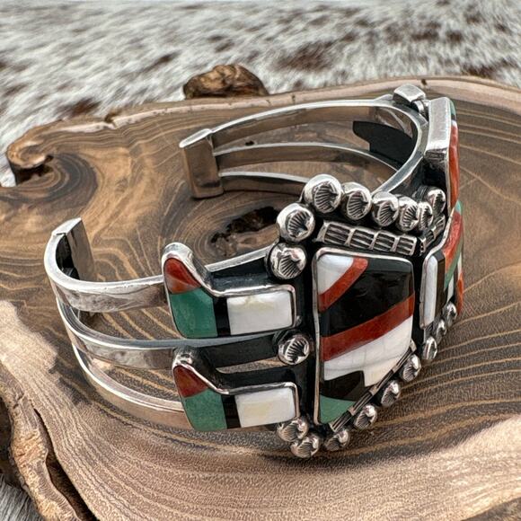 FEDERICO JIMENEZ Sterling Silver & Multi-Stone Rainbow Man Cuff Bracelet - Picture 4 of 6